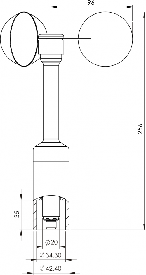 Anemometr WS103 - měření rychlosti, větrných poryvů vět